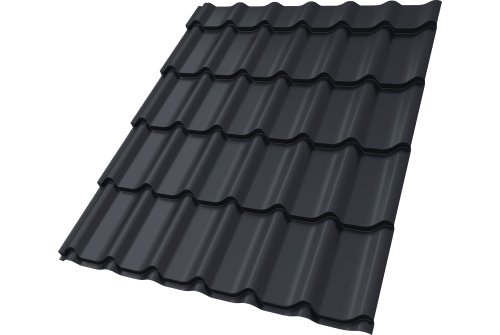 Металлочерепица Классик ("Classic") v02 0,5 Drap TX RAL 7024 мокрый асфальт ПрофЛайн, купить Металлочерепица Классик ("Classic") v02 0,5 Drap TX RAL 7024 мокрый асфальт в ПрофЛайн