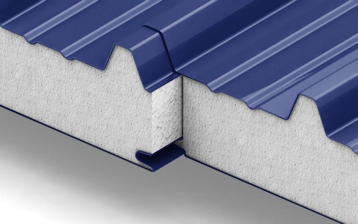 Кровельные сэндвич-панели с наполнителем из пенополистирола толщиной 250 мм, цвет RAL 5005 ПрофЛайн, купить Кровельные сэндвич-панели с наполнителем из пенополистирола толщиной 250 мм, цвет RAL 5005 в ПрофЛайн