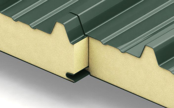 Кровельные сэндвич-панели с наполнителем из пенополиизоцианурата толщиной 200 мм, цвет RAL 6005 ПрофЛайн, купить Кровельные сэндвич-панели с наполнителем из пенополиизоцианурата толщиной 200 мм, цвет RAL 6005 в ПрофЛайн