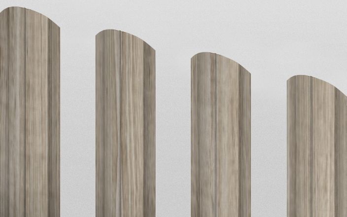 Штакетник металлический круглый фигурный, цвет беленый дуб, длина 2 м, двусторонняя окраска ПрофЛайн, купить Штакетник металлический круглый фигурный, цвет беленый дуб, длина 2 м, двусторонняя окраска в ПрофЛайн