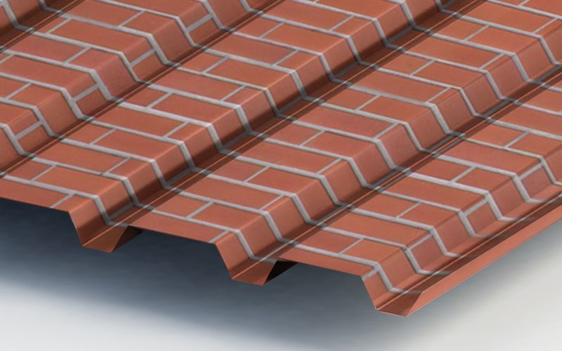 Профнастил С44 с покрытием ECOSTEEL® 0,5 мм, кирпич Профлайн Профнастил С44 с покрытием ECOSTEEL® 0,5 мм, кирпич Профлайн