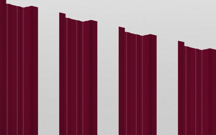 Штакетник металлический прямоугольный, цвет RAL 3005, длина 1,8 м, двусторонняя окраска ПрофЛайн, купить Штакетник металлический прямоугольный, цвет RAL 3005, длина 1,8 м, двусторонняя окраска в ПрофЛайн