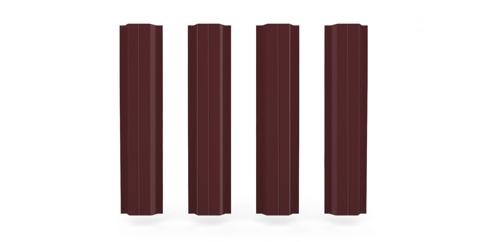 Штакетник металлический П-образный с ребром жёсткости, цвет RAL 3009, длина 1,6 м, Односторонняя окраска ПрофЛайн, купить Штакетник металлический П-образный с ребром жёсткости, цвет RAL 3009, длина 1,6 м, Односторонняя окраска в ПрофЛайн