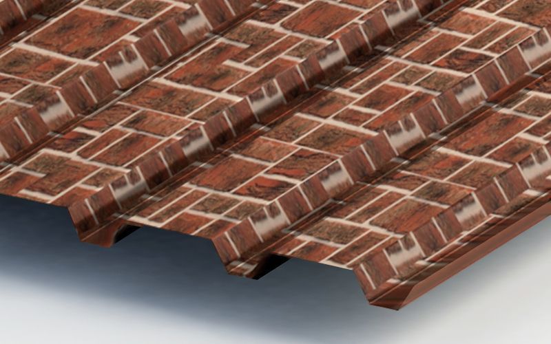 Профнастил С44 с покрытием ECOSTEEL® 0,5 мм, кирпич рустик Профлайн Профнастил С44 с покрытием ECOSTEEL® 0,5 мм, кирпич рустик Профлайн