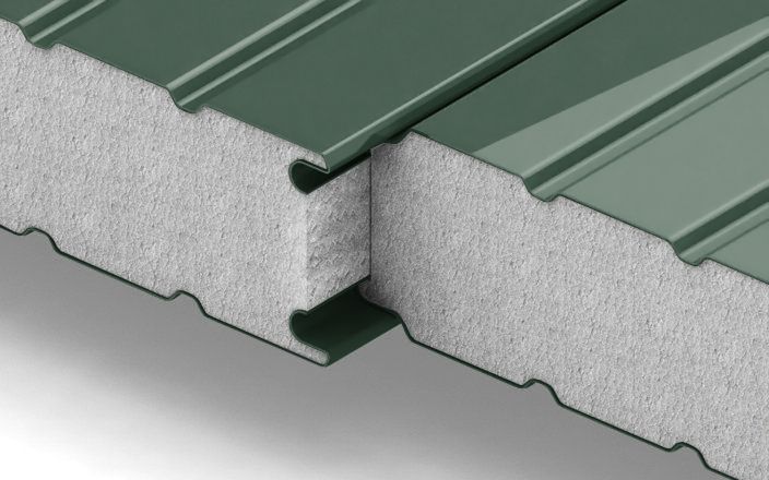 Стеновые сэндвич-панели с наполнителем из пенополистирола толщиной 50 мм, ширина 1000 мм, цвет RAL 6005 ПрофЛайн, купить Стеновые сэндвич-панели с наполнителем из пенополистирола толщиной 50 мм, ширина 1000 мм, цвет RAL 6005 в ПрофЛайн