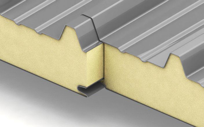 Кровельные сэндвич-панели с наполнителем из пенополиизоцианурата толщиной 150 мм, цвет RAL 7004 ПрофЛайн, купить Кровельные сэндвич-панели с наполнителем из пенополиизоцианурата толщиной 150 мм, цвет RAL 7004 в ПрофЛайн