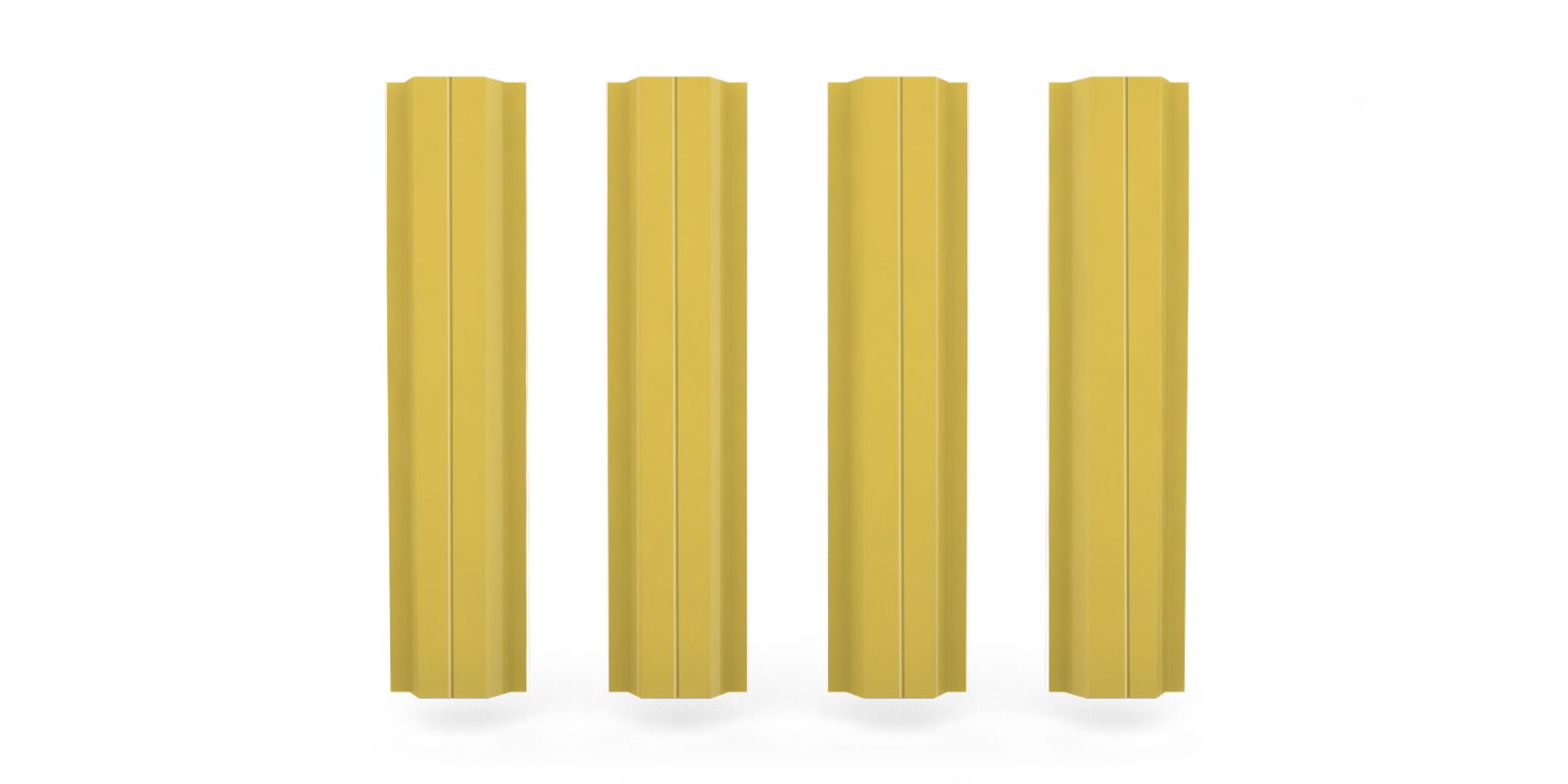 Штакетник металлический П-образный с ребром жёсткости, цвет RAL 1018, длина 1,6 м, Односторонняя окраска ПрофЛайн, купить Штакетник металлический П-образный с ребром жёсткости, цвет RAL 1018, длина 1,6 м, Односторонняя окраска в ПрофЛайн