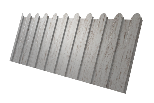 Профнастил С8A v02 фигурный Grand Line 0,45 Print Elite с пленкой Snow Wood TwinColor Профлайн